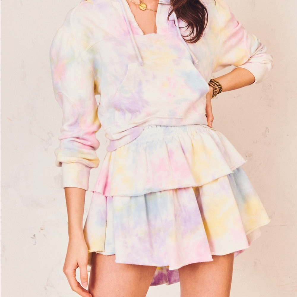 LOVESHACKFANCY SKIRT UNICORN TIE DYE